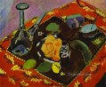 Dishes and Fruit on a Red and Black Carpet 1906 Fauvist